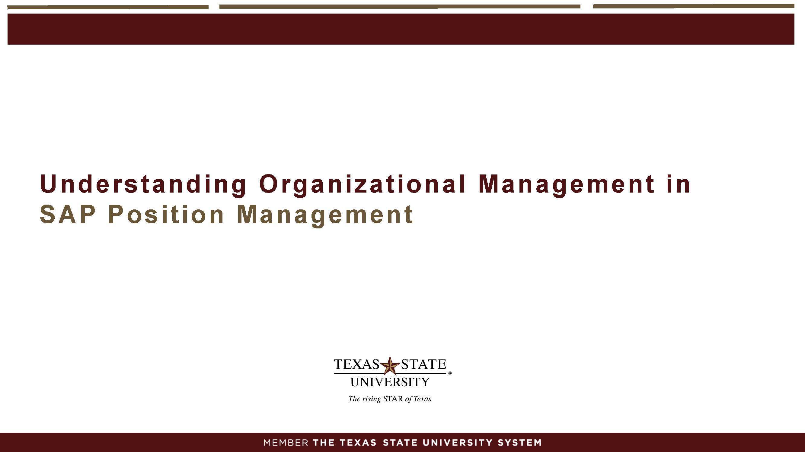 understanding organizational management in SAP position management power point