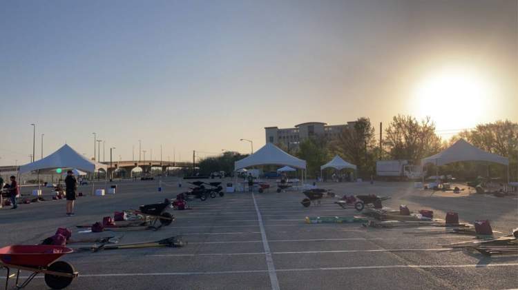 A photo of the layout of the Bobcat Build event the morning of the 19th Annual.