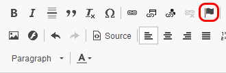 The anchor icon is highlighted on the Rich Editor, which shows as a flag icon.