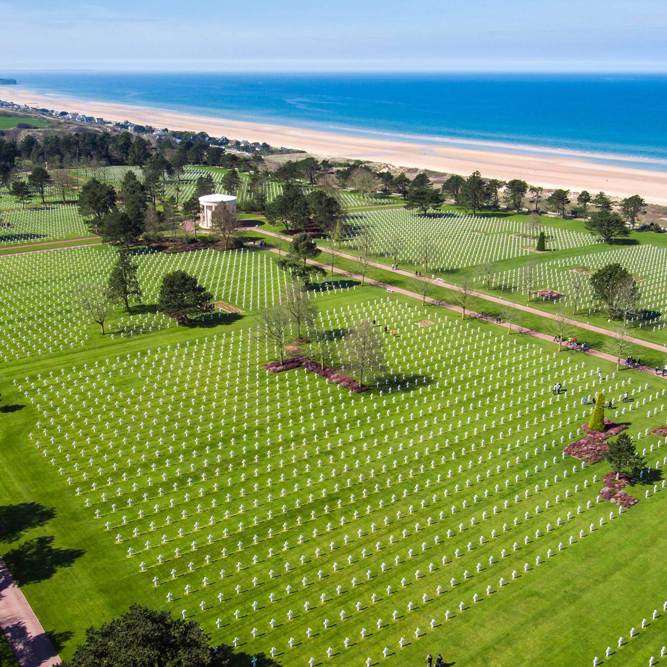 arial view of american cemetery at Colleville-sur-Mer