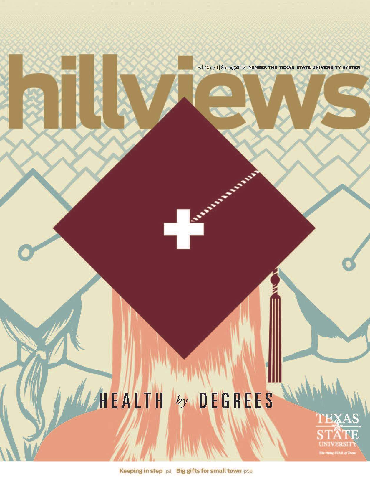 Magazine cover showing a graphic depiction of a graduation cap