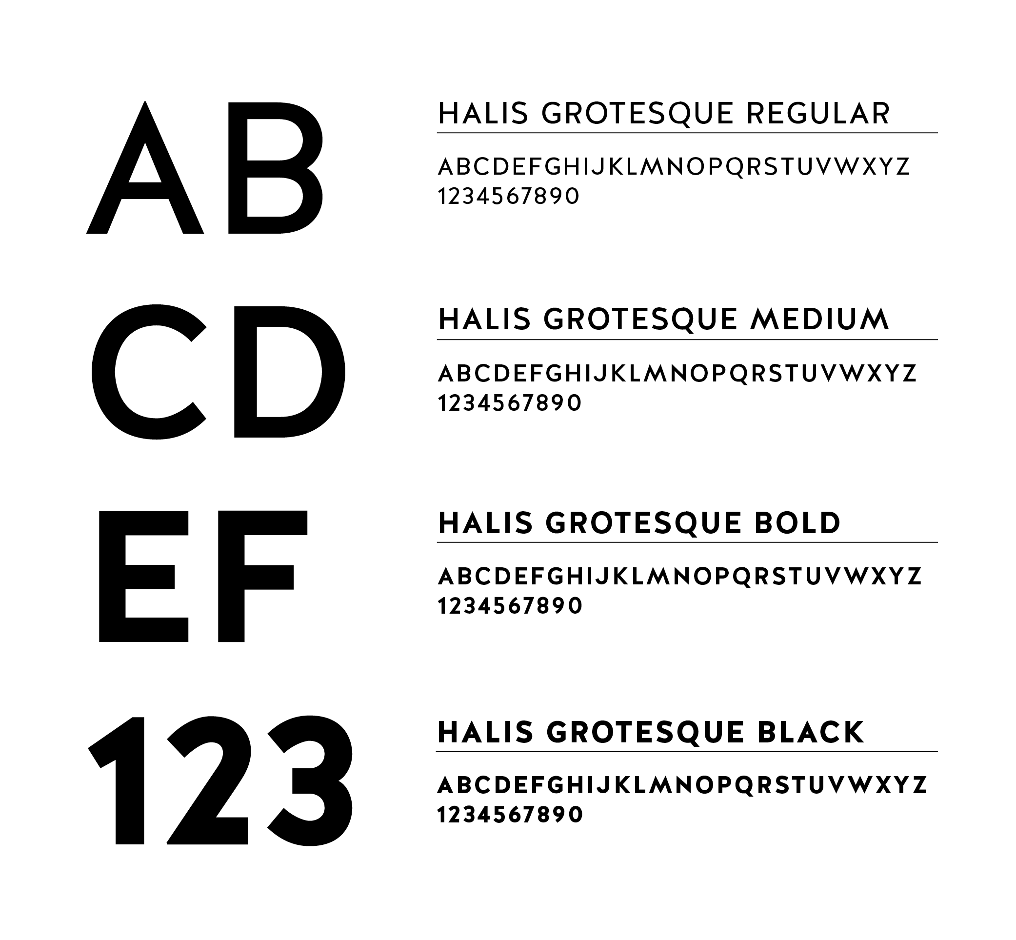 Halis Grotesque typeface weights and examples