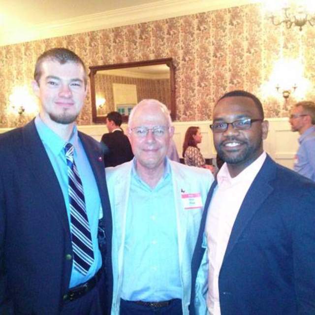 Texas State University students Curtis Leeth (left) and Jamar Keaton (right) with Dr. Howard Balanoff.  Curtis Leeth received the 2013/2014 Balanoff Family Scholarship and Jamar Keaton was the recipient of the 2012/2013 Balanoff Family Scholarship.