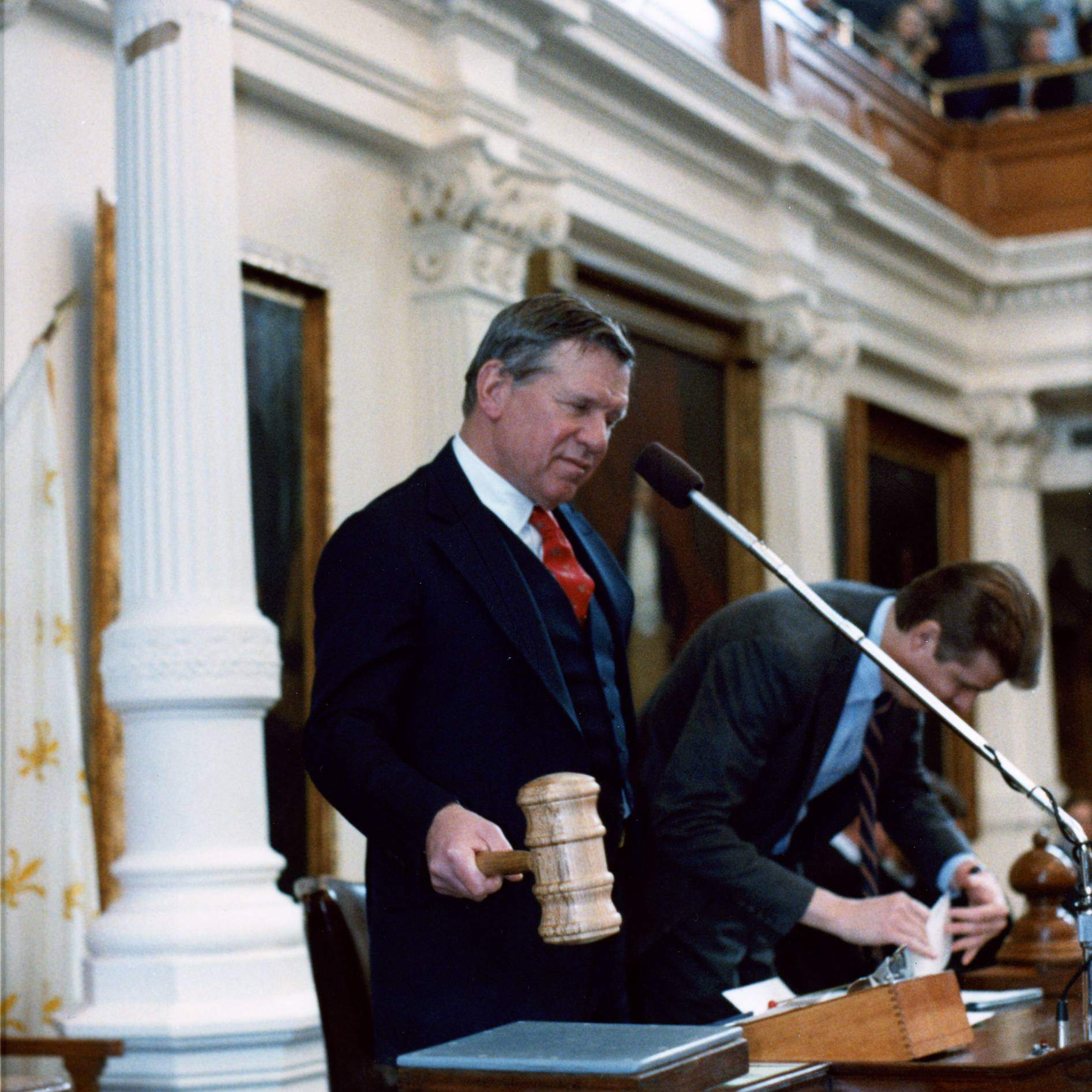 Bill Hobby on the podium in the Senate, late 1980’s