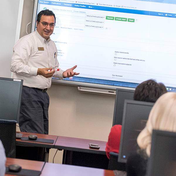 faculty teaching in computer classroom