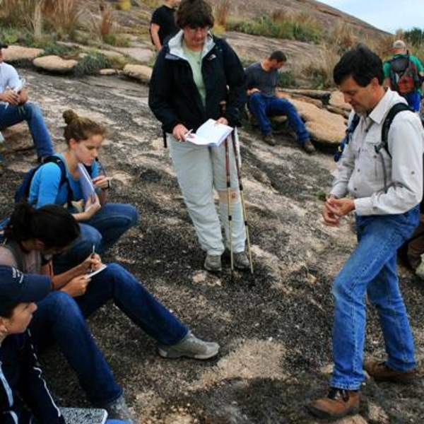 Students on a field trip to Enchanted Rock State Park