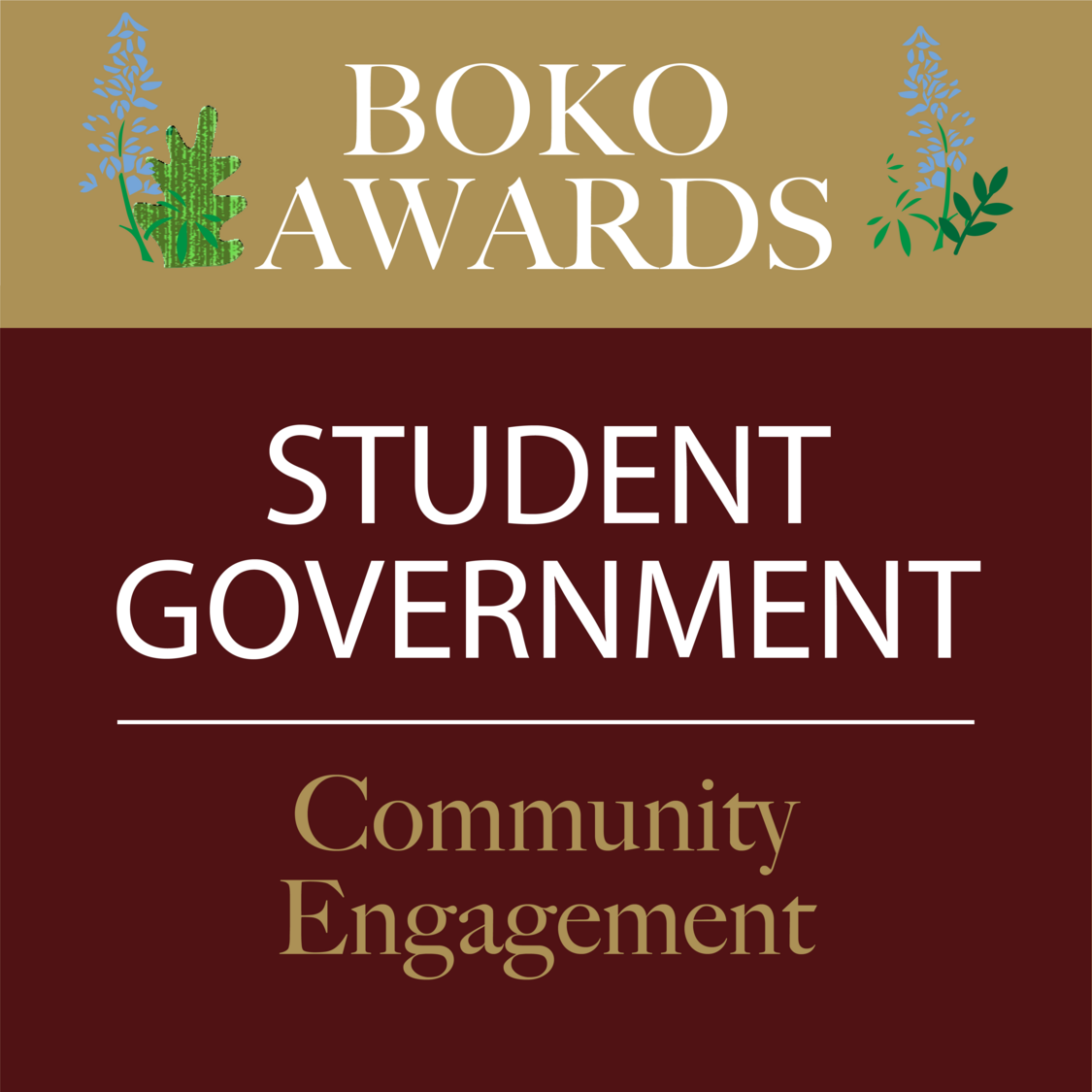 Picture of text displaying that Student Government won the Community Engagement award.
