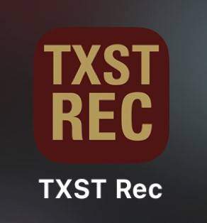 Square icon with maroon background and TXST REC letters in gold