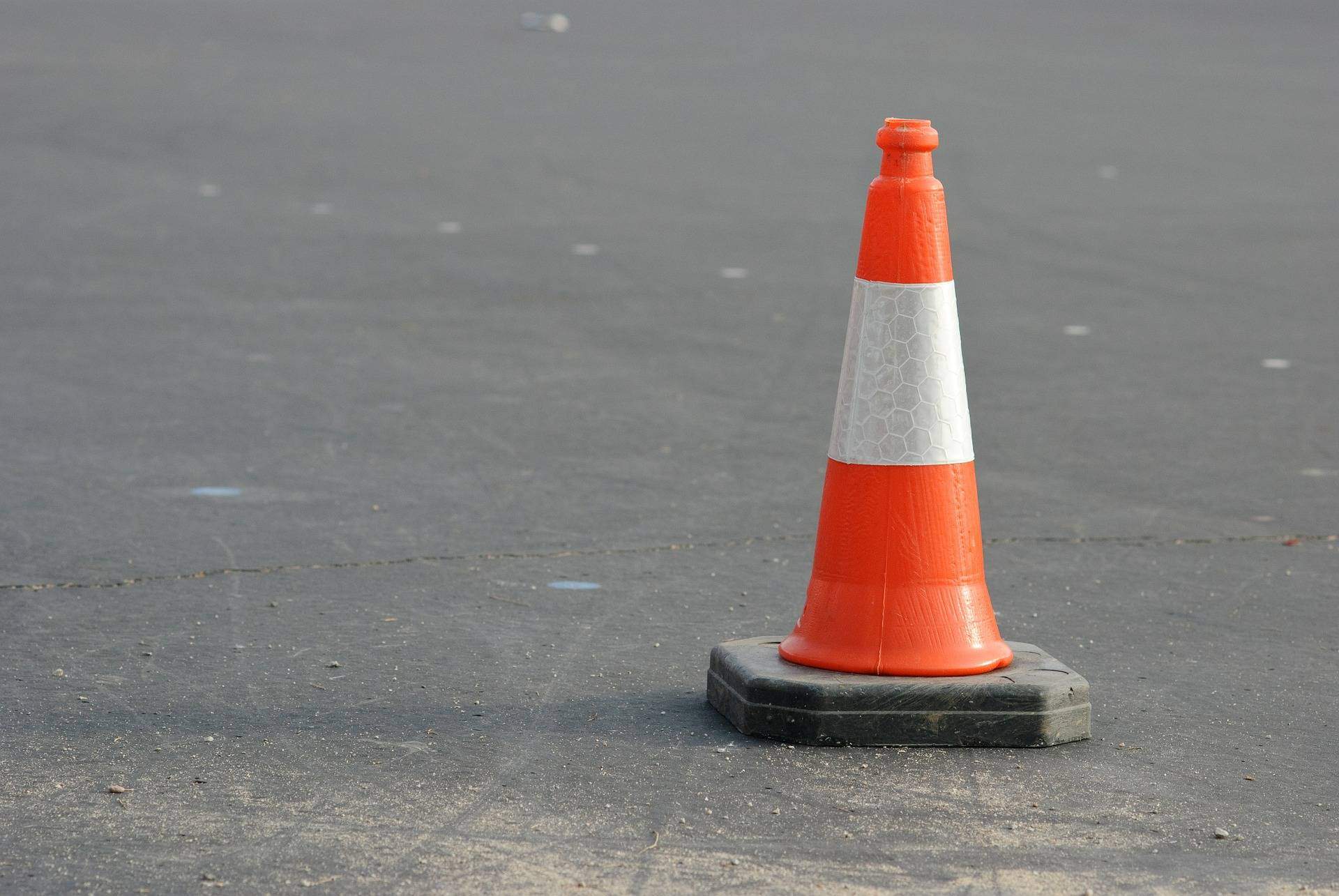 traffic cone on asphalt 