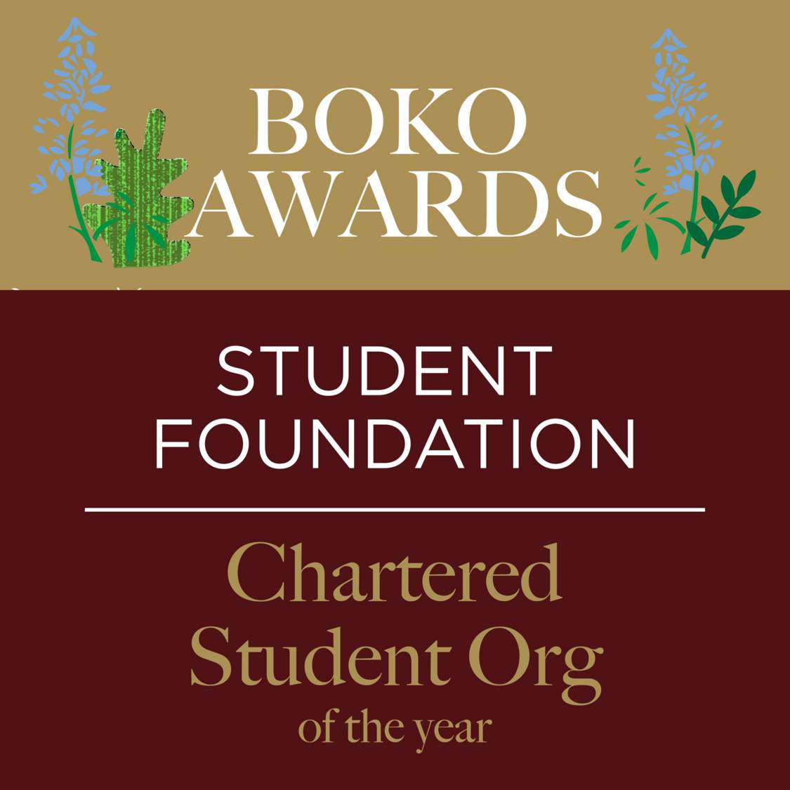 Picture of text displaying that Student Foundation won the Chartered Student Organization of the Year award.