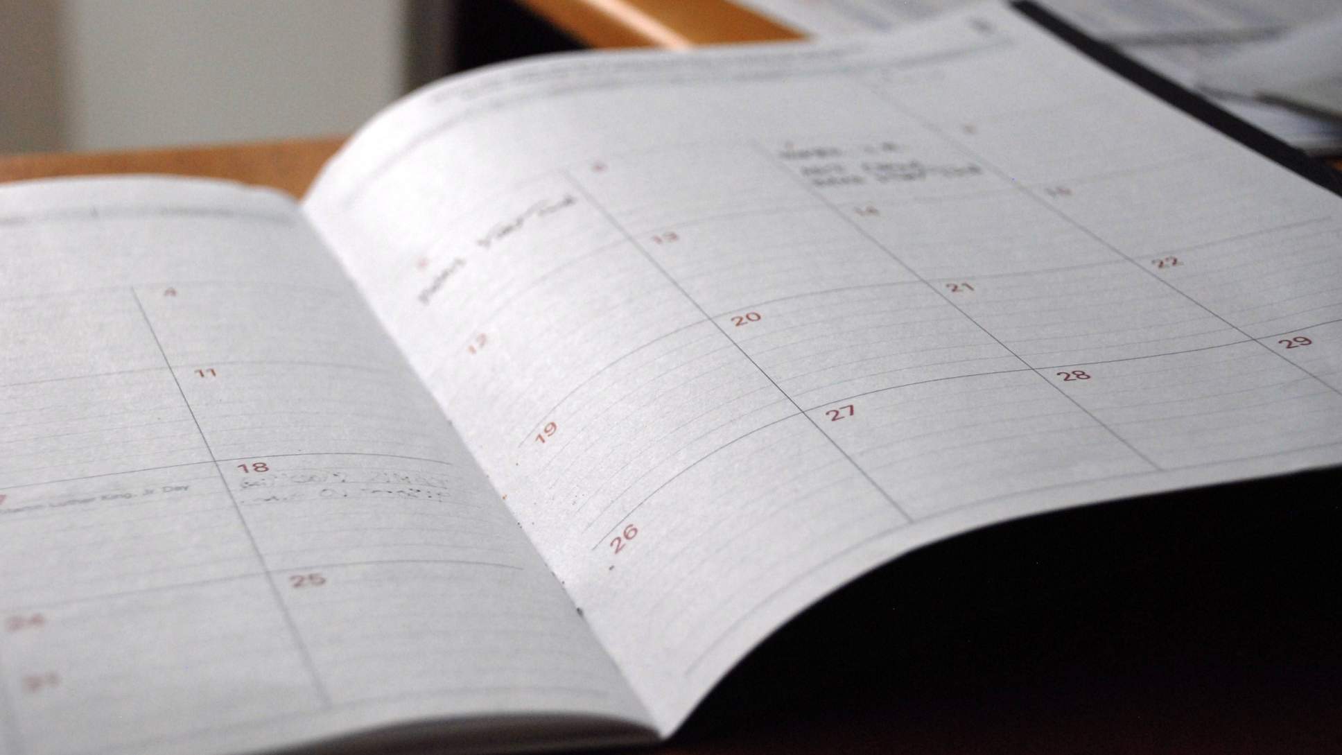 calendar on a desk