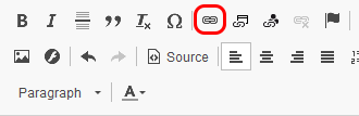 The link icon is highlighted on the Rich Editor, which shows as chain link.