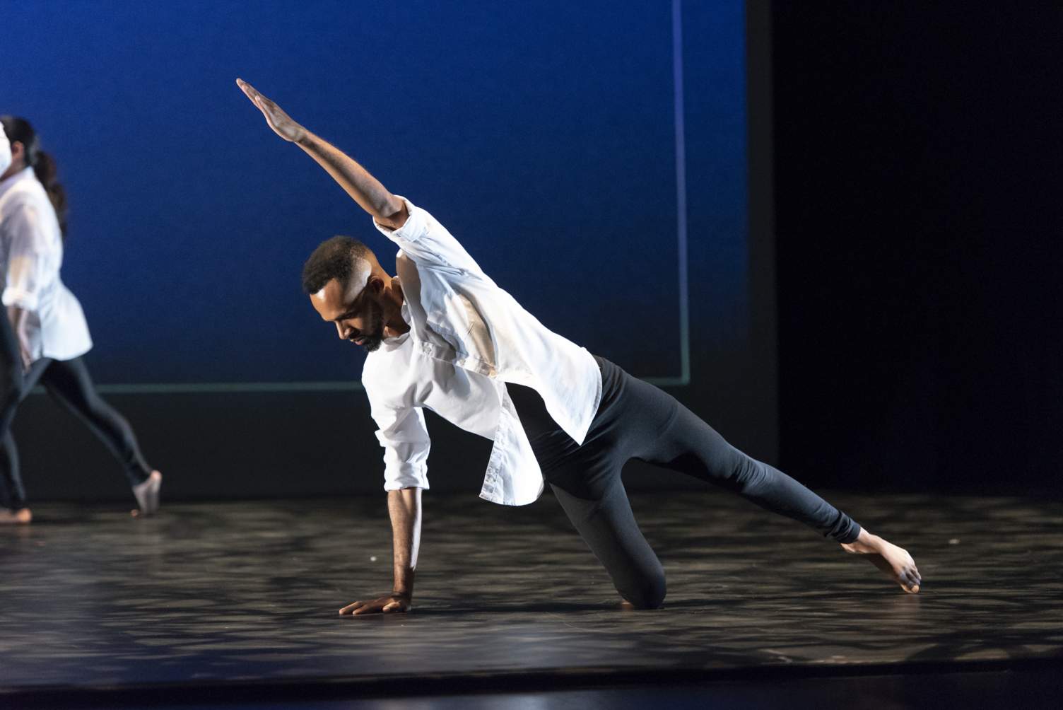 Man dancing on stage at Texas State University