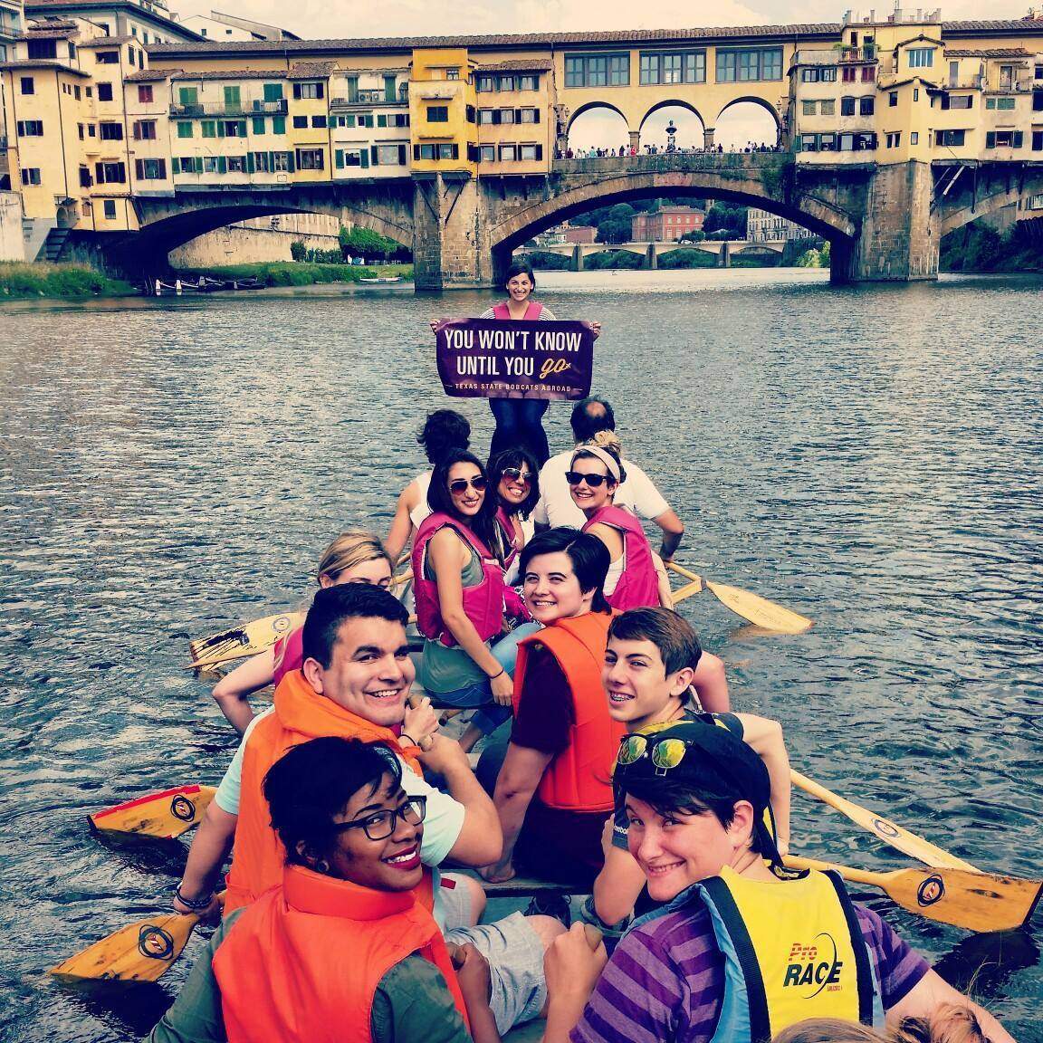 Texas State students in gondola
