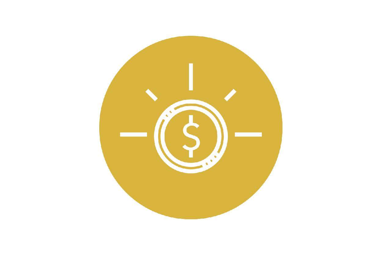 Yellow finance icon, a coin