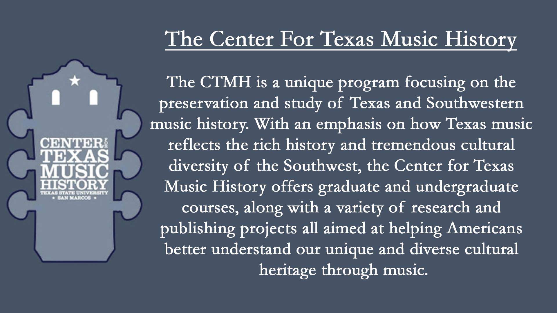 Center For Texas Music History | About 