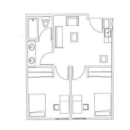San Marcos Hall single bedroom suite layout