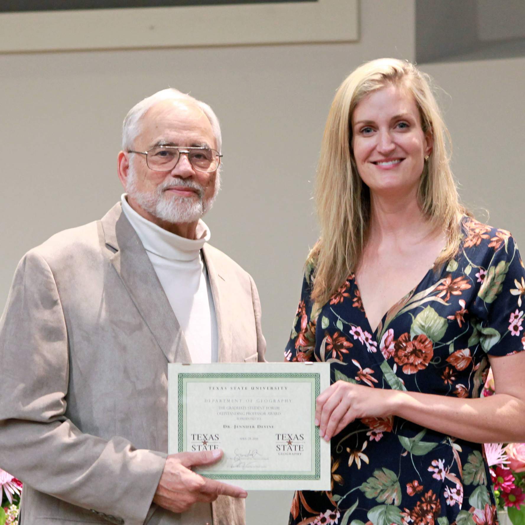 Jennifer Devine Graduate Student Forum Outstanding Professor Award
