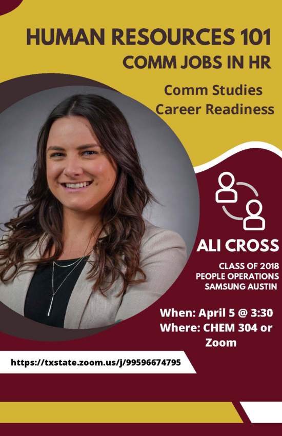 Ali Cross Flyer for Comm Jobs in HR