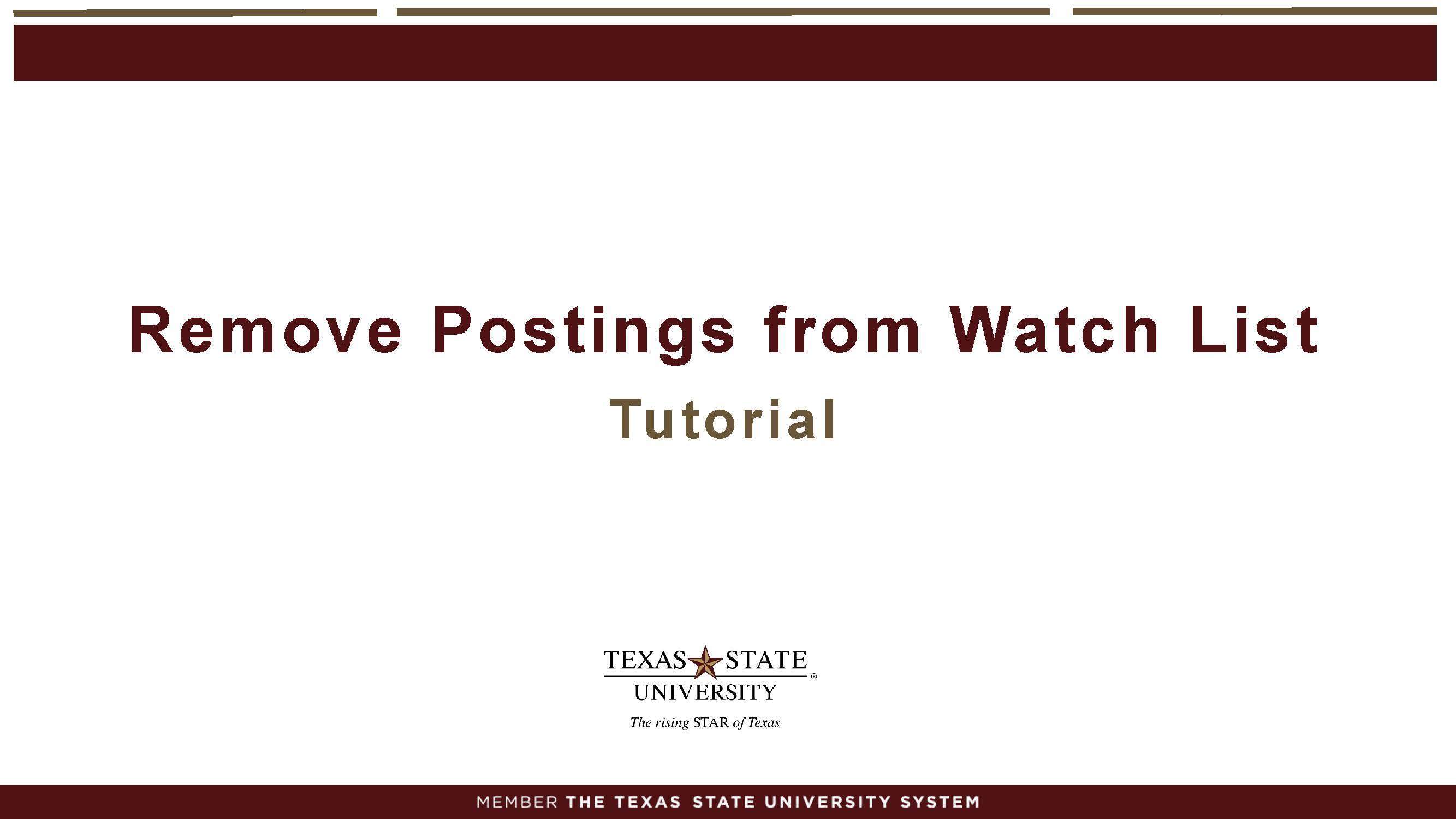 remove postings from watch list power point