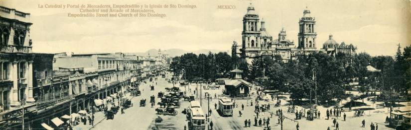 Mexico City street scene with Church of Santo Domingo by Guillermo Kahlo