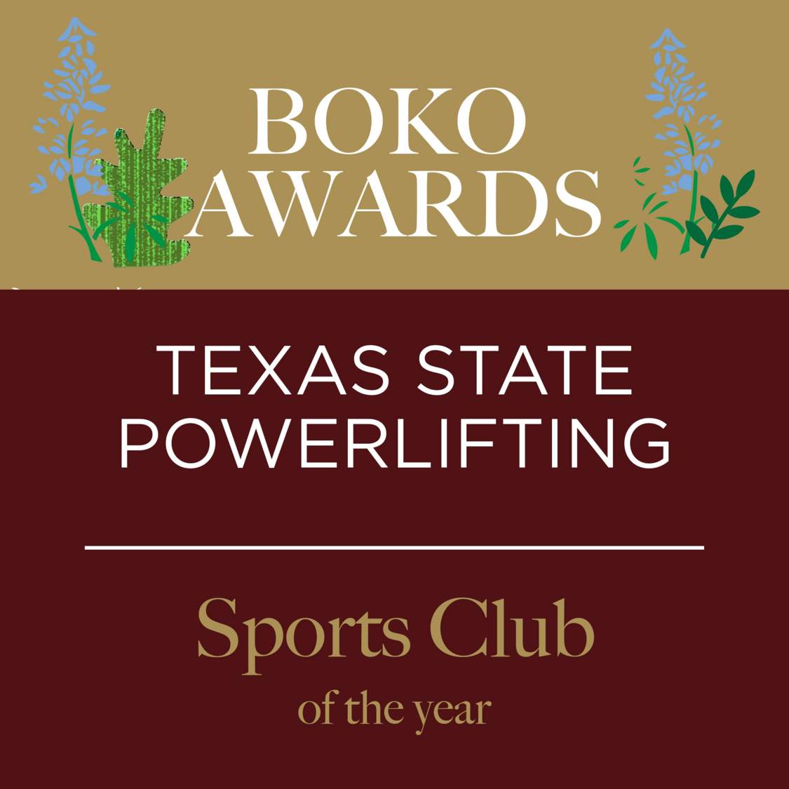 Picture of text displaying that Texas State Powerlifting won the Sports Club of the Year award.