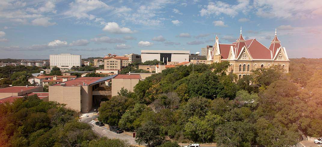 view of buildings on txst campus