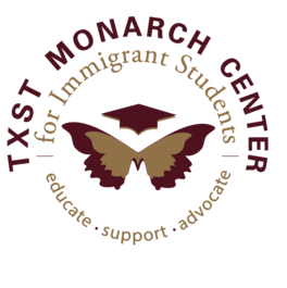 TXST Monarch Center for Immigrant Students logo with butterfly and graduation cap