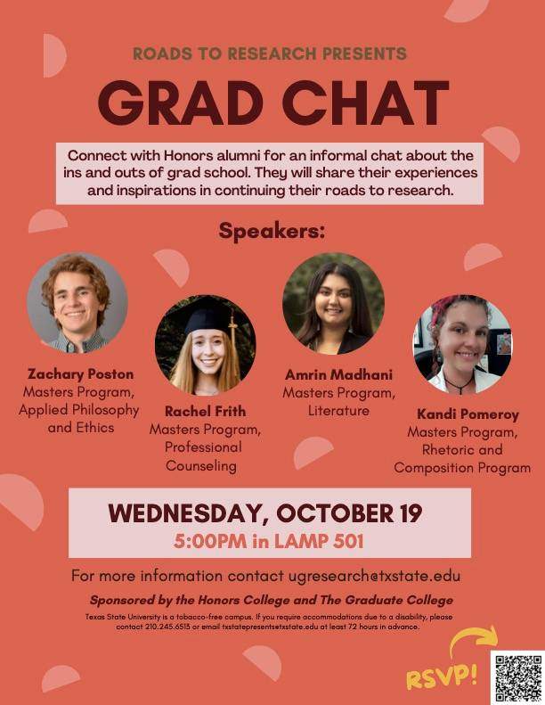 Four Honors Alums will chat about grad school advice
