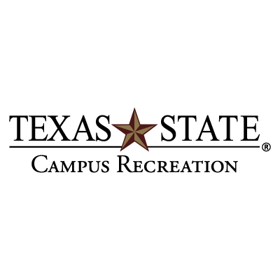 Texas State Logo. Maroon and Gold Star in the middle of a "Texas" and "State" above a line with the word "Campus Recreation" below the line.