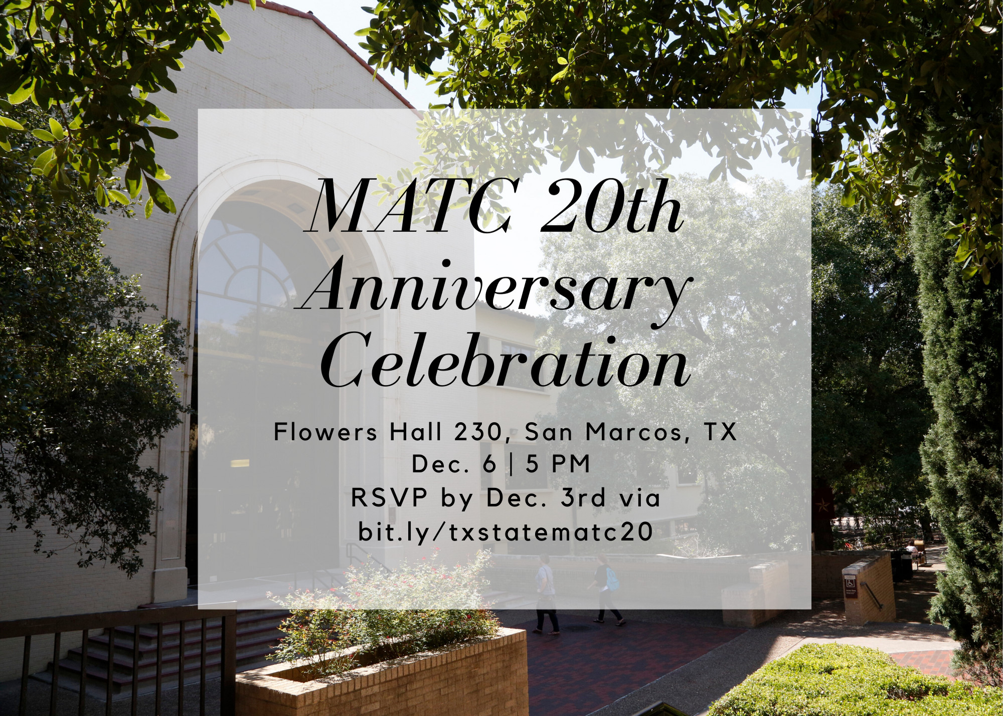MATC 20th Anniversary Celebration announcement photo.