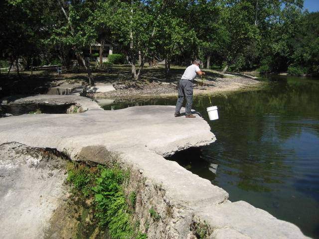 Photo of the first sampling from Lone Man Creek in June 8, 2008.
