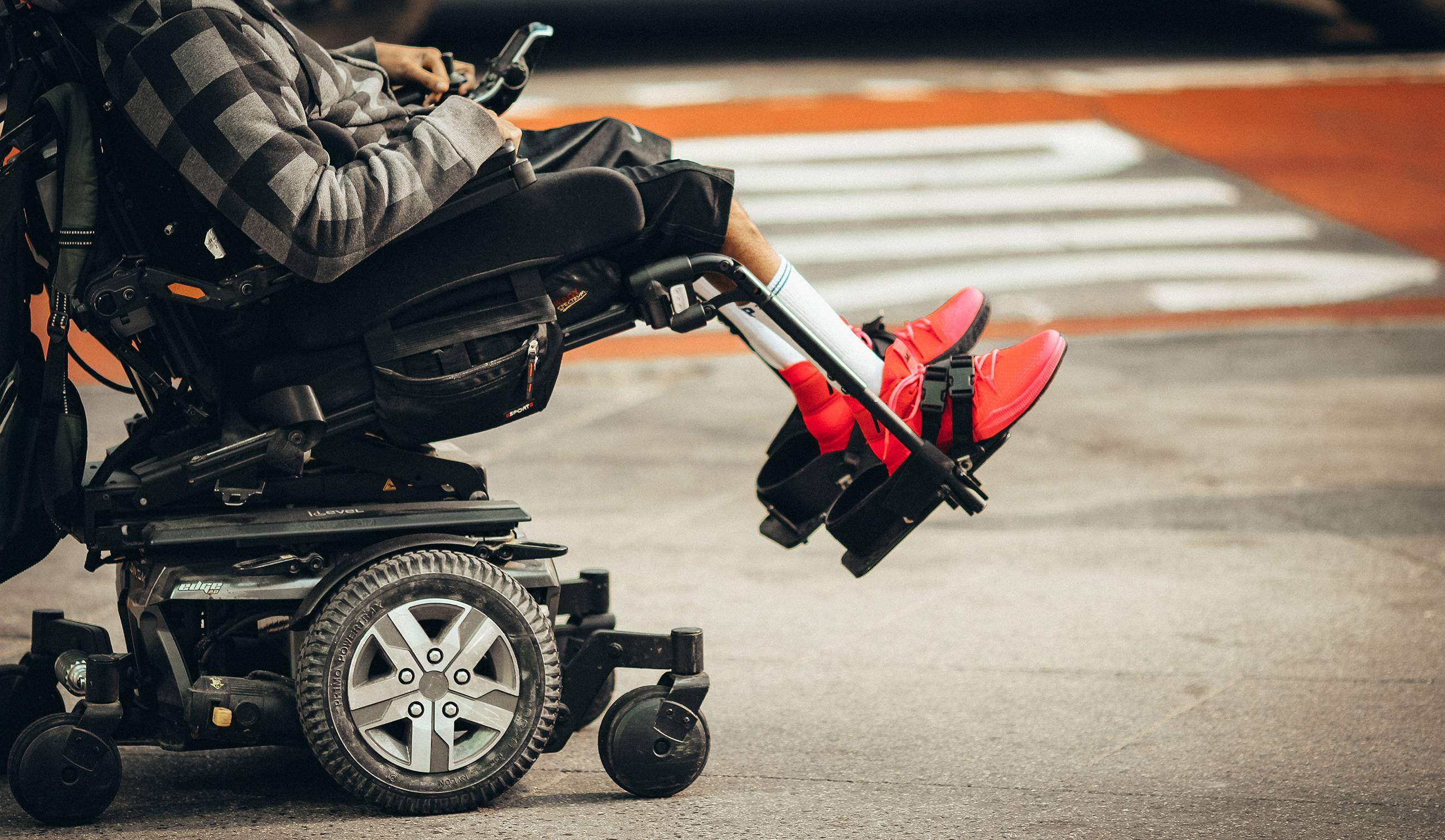 person in automatic wheelchair