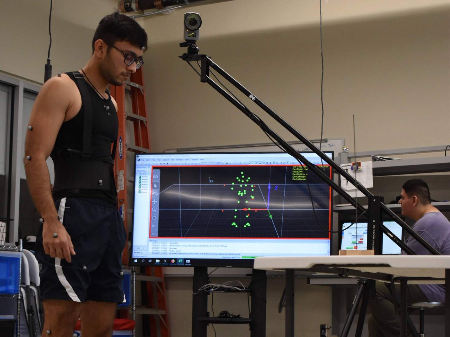Students using motion capture technology