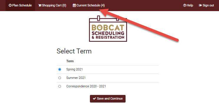 Bobcat Scheduling and Registration Main Page