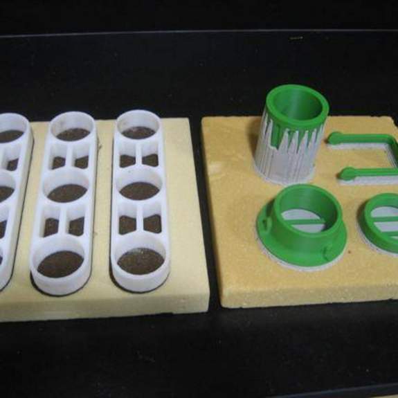 Image, 3D printed parts, circular dimensions.