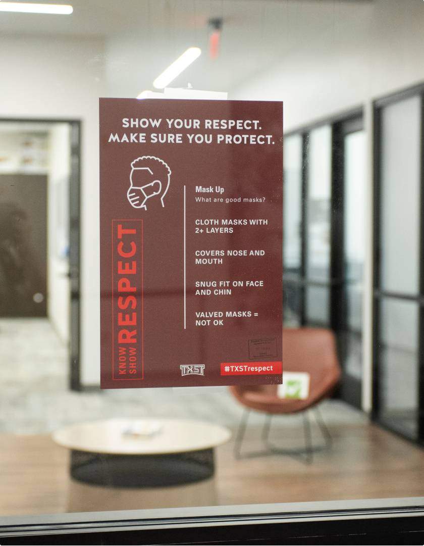 show respect poster on glass wall