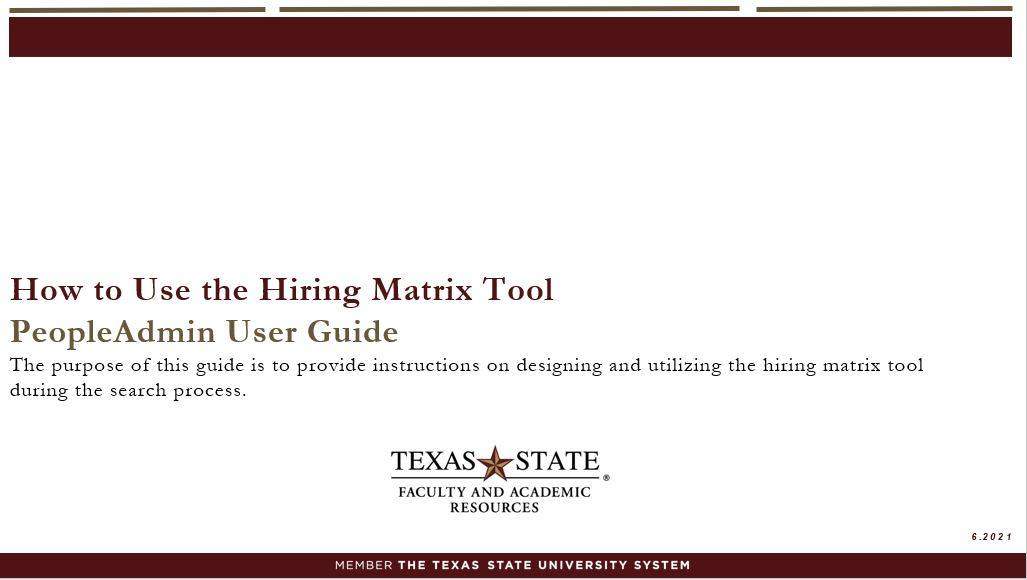  How to Use the Hiring Matrix Tool