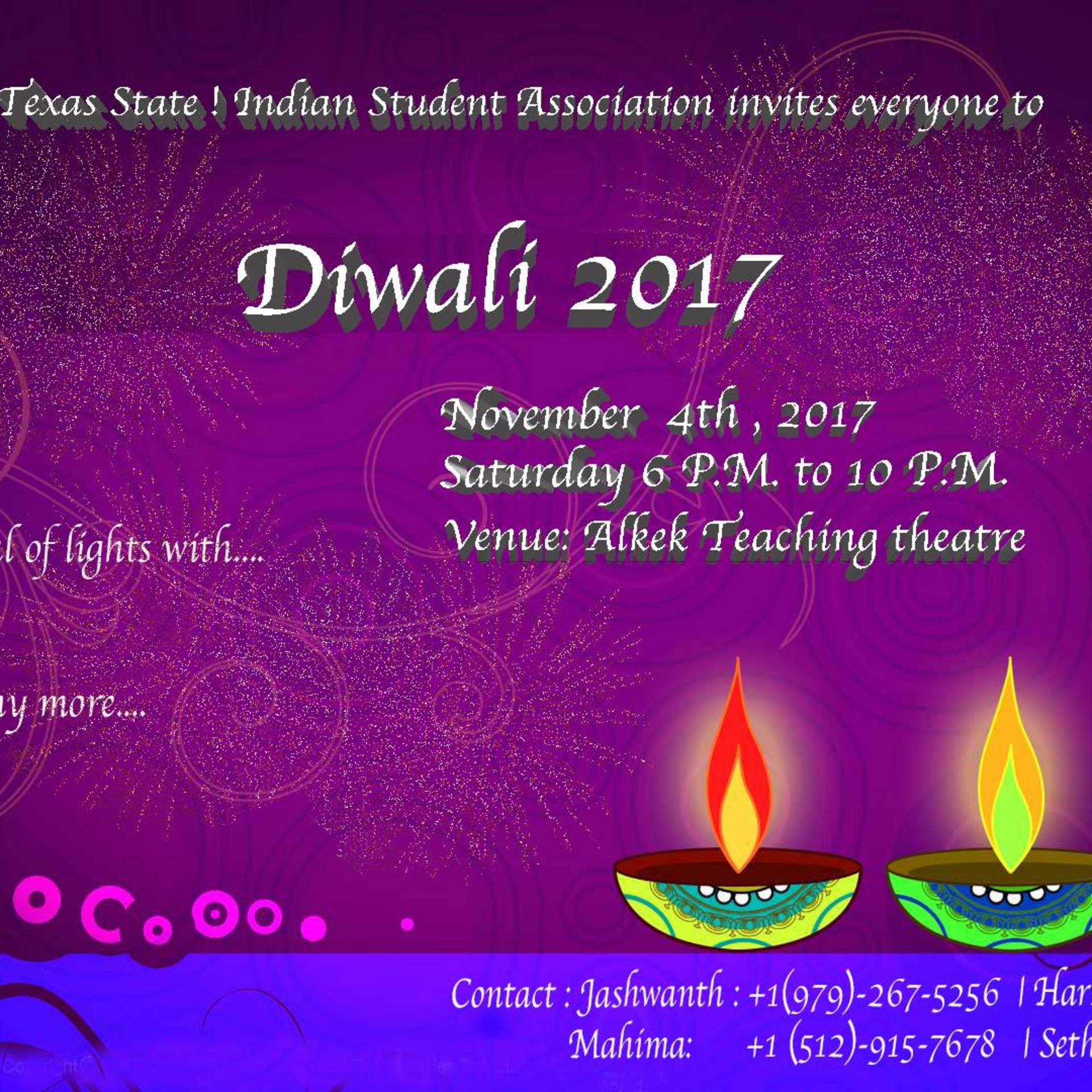 Diwali 2017 flyer. Novemeber 4, 2017.