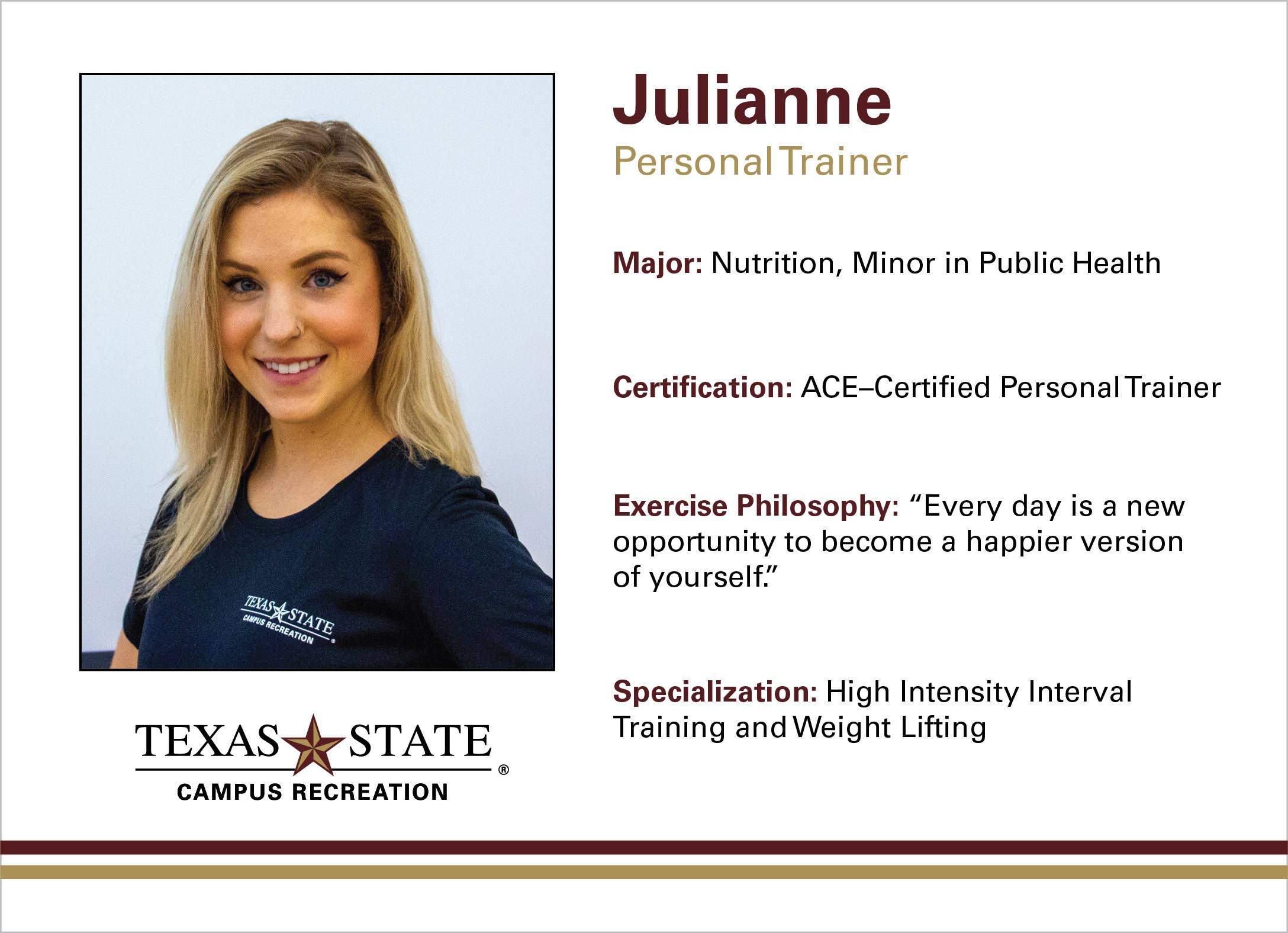 A bio of Julianne one of the SRC trainers