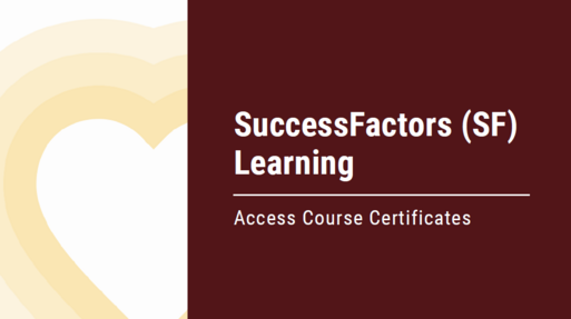 SuccessFactors (SF) Learning Access Course Certificate User Guide cover
