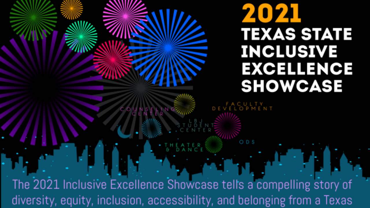 The 2021 Inclusive Excellence Showcase tells a compelling story of diversity, equity, inclusion, accessibility, and belonging from a Texas State community perspective.