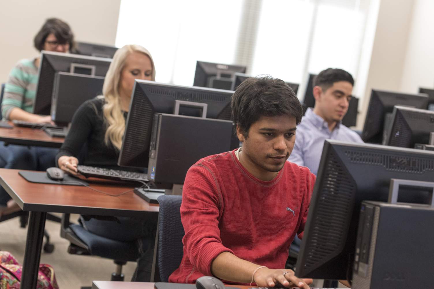 A photo of students using the computer lab