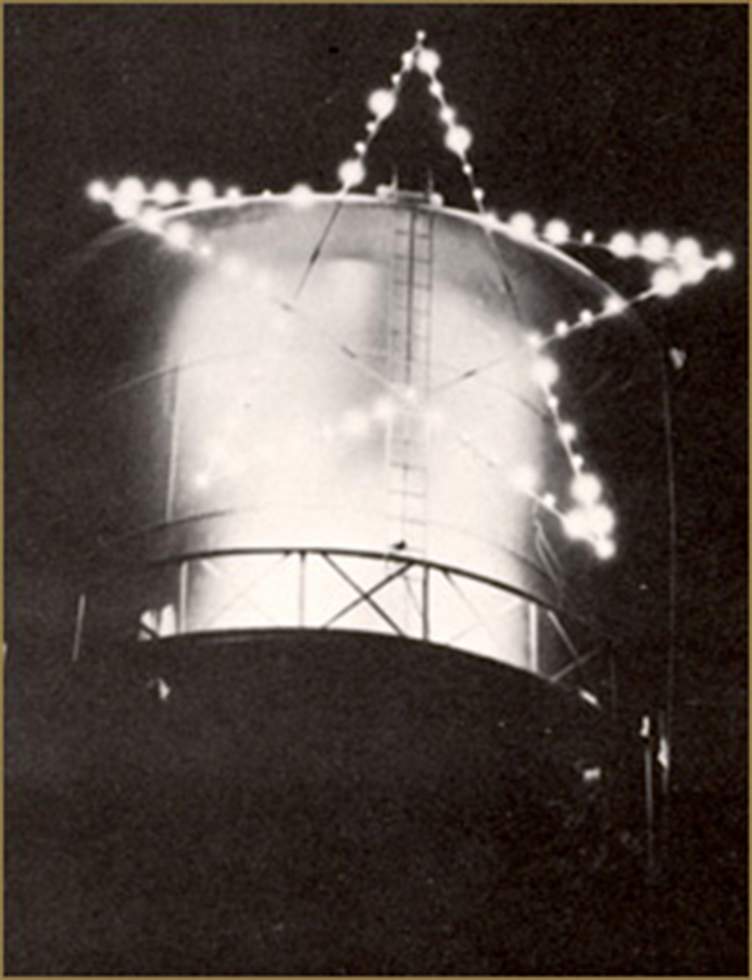The Victory Star on the water tower