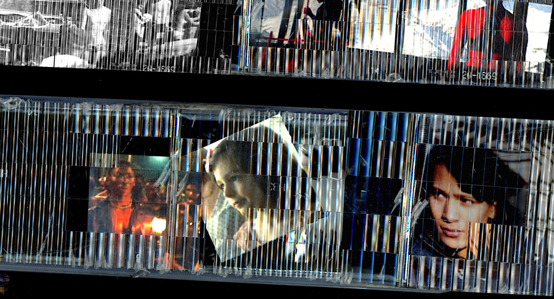 frames from three different films, two depicting a woman, the third depicting a man