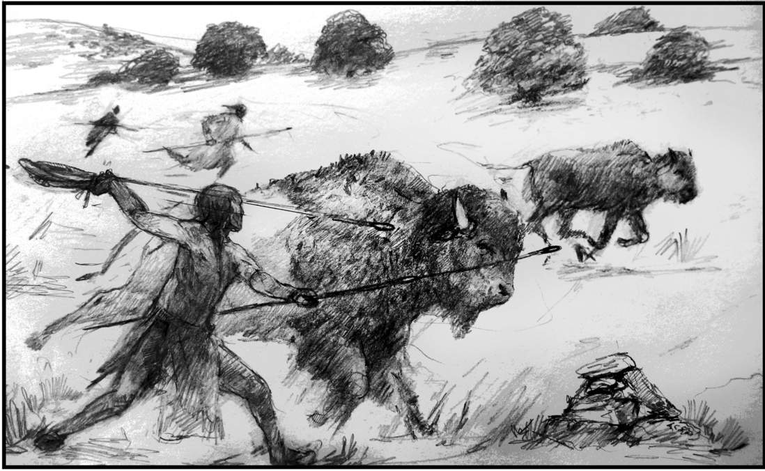 Illustration of bison hunt