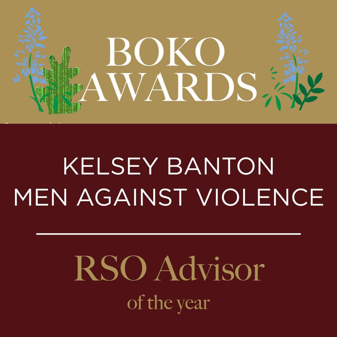 Picture of text displaying that Kelsey Banton won the RSO Advisor of the Year award.